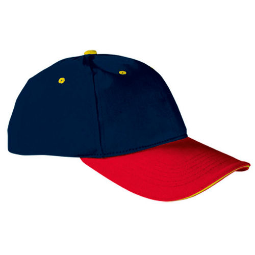 GORRA SANDWICH MARINO-ROJO-AMARILLO ADULTO